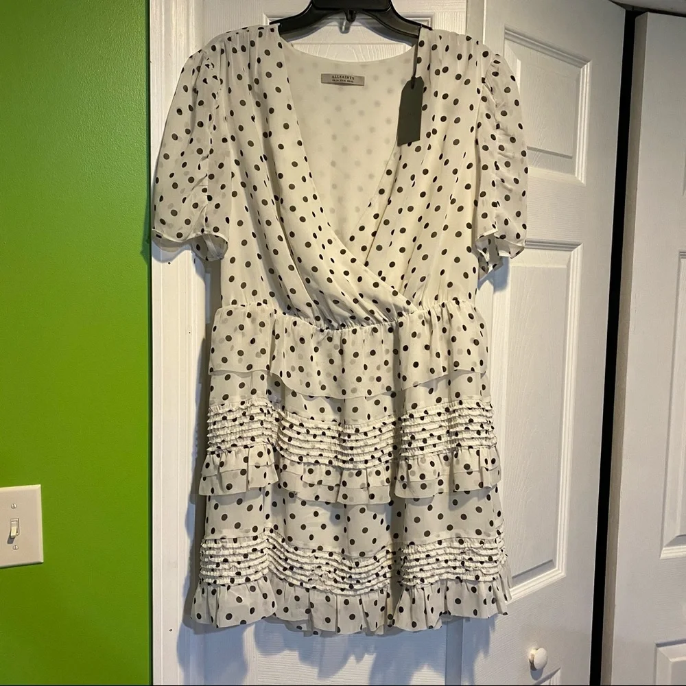 AllSaints Polka Dot Ruffle Dress - Picture 5 of 6